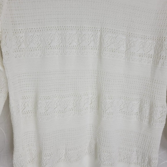 EE: Some Eyelet Knit Crewneck Long Sleeve Pullover Sweater White Size S - Picture 4 of 6